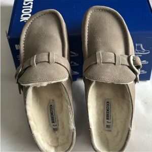 Birkenstock Taupe Suede Slip-Ons